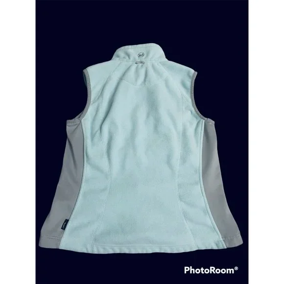 Eddie Bauer 365 Polartec windcutter fleece Vest womens sz L Blue Green Gray - Picture 2 of 12